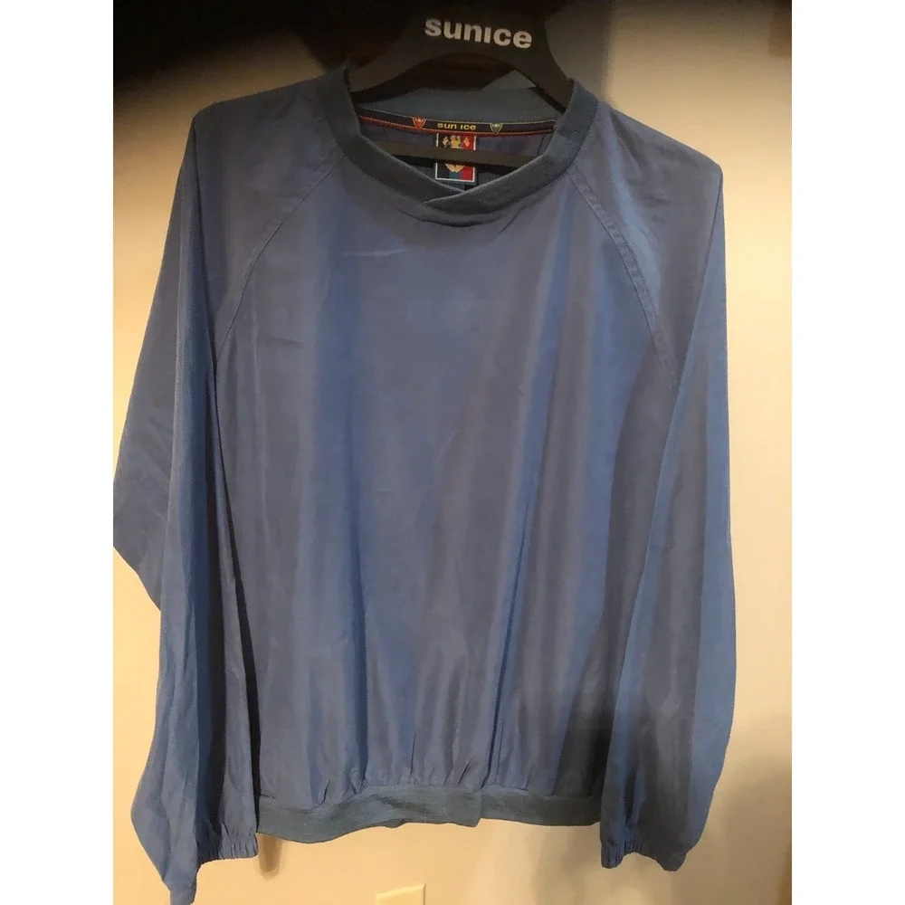 Men's Sunice Storm Waterproof Golf Pull Over Windshirt / Jacket Blue Size LARGE